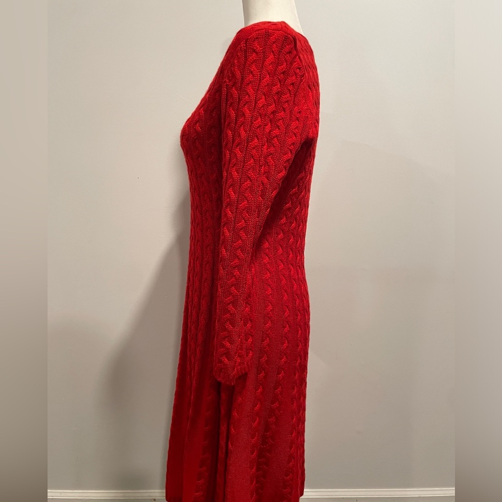 Red Cable Knit Mini Dress - Picture 2 of 6